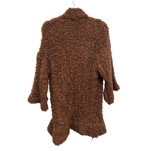 Kensie Open Front Womens Medium Brown Textured Boucle Cardigan Jacket - Picture 2 of 5